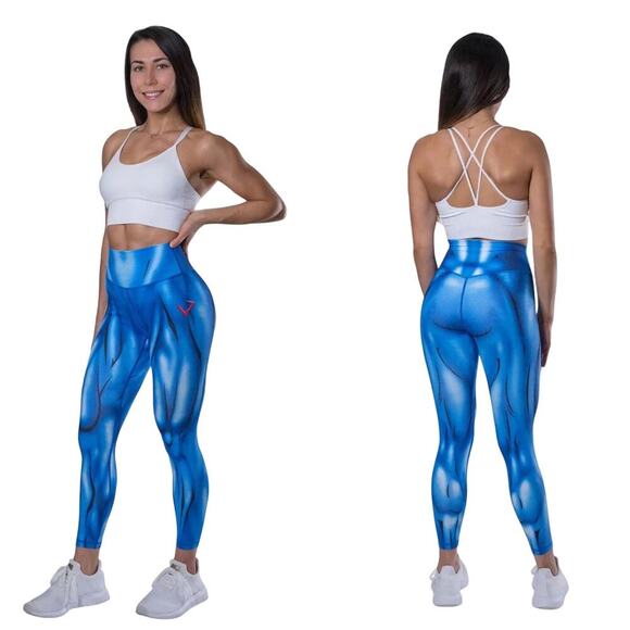 Violate The Dress Code Women's M Super Hero Muscle Leggings Blue - Picture 1 of 7